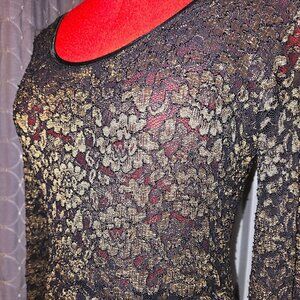 Jeremy Scott Braemar Gold Laced & Black Velvet Gown - Size 14